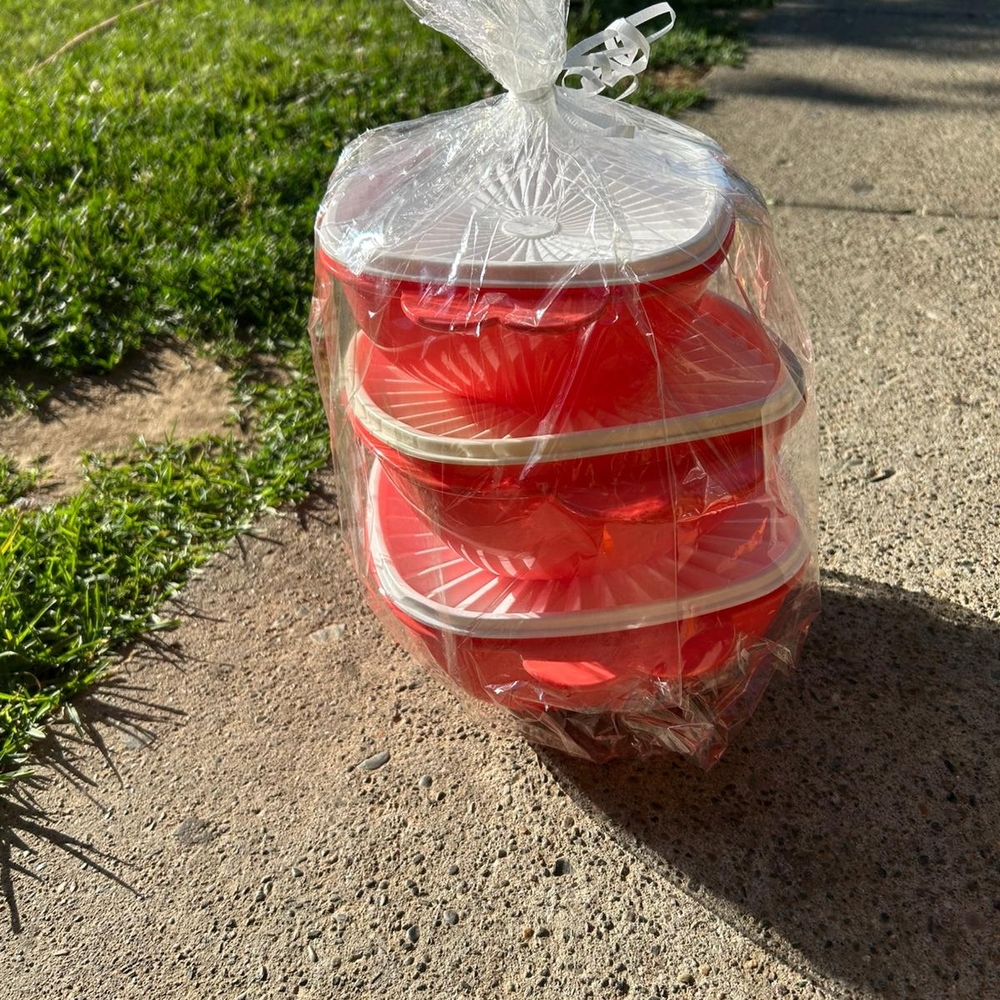 Red and White Food Storage Containers